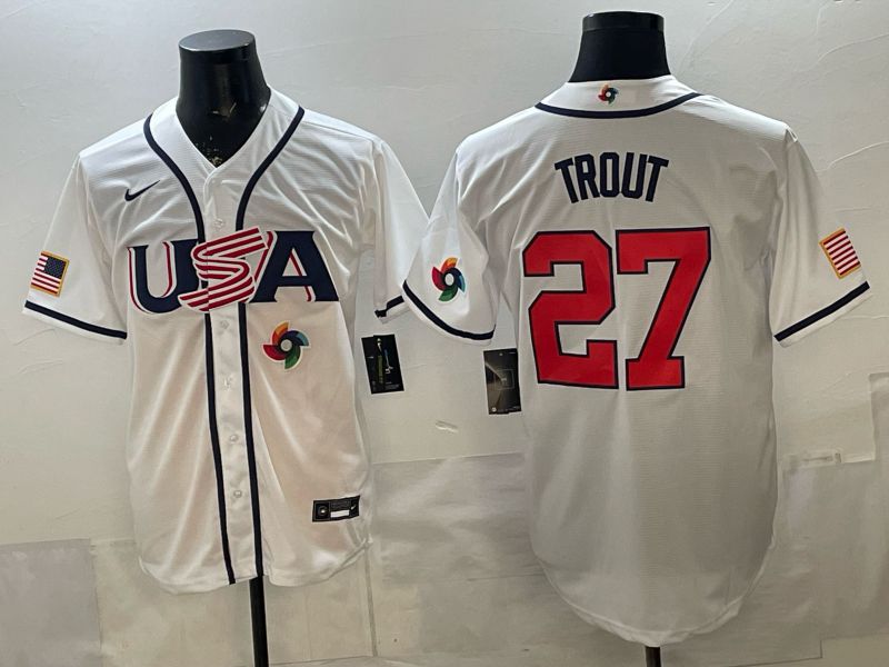 Men 2026 World Cub USA #27 Trout White Game Nike MLB Jersey style 0010->->MLB Jersey